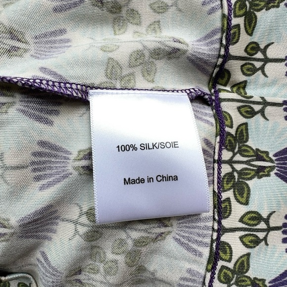 TORY BURCH | NWOT EMBELLISHED SILK FLORAL TUNIC BEADED JEWEL NECKLINE | SMALL - Picture 13 of 15